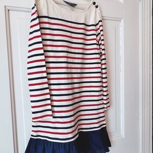 Ralph Lauren Cream Long Sleeve Stripe Tunic / one piece with Red & Navy